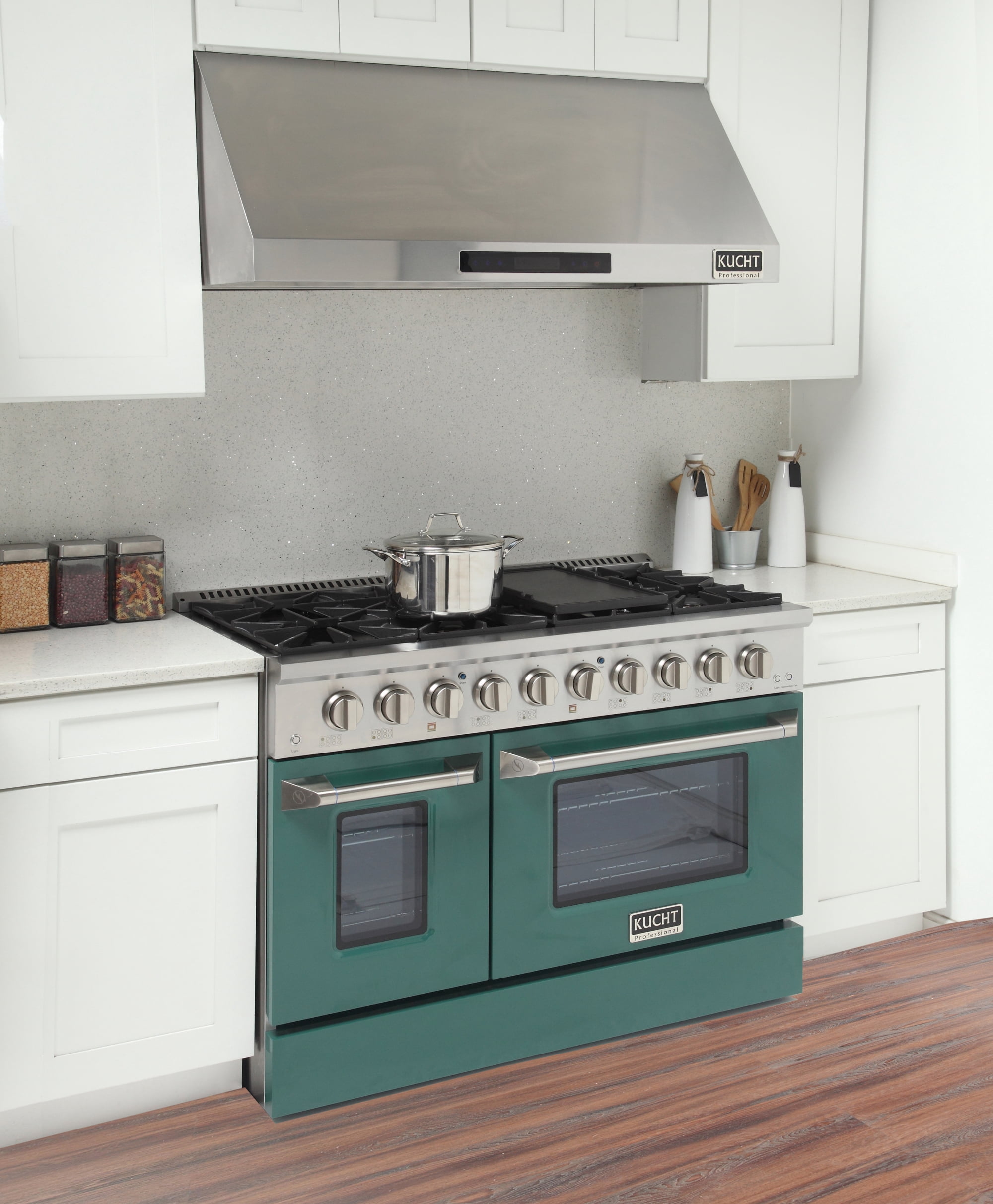 Kucht Professional 48" Stainless Steel Propane Gas Range in Silver/Green