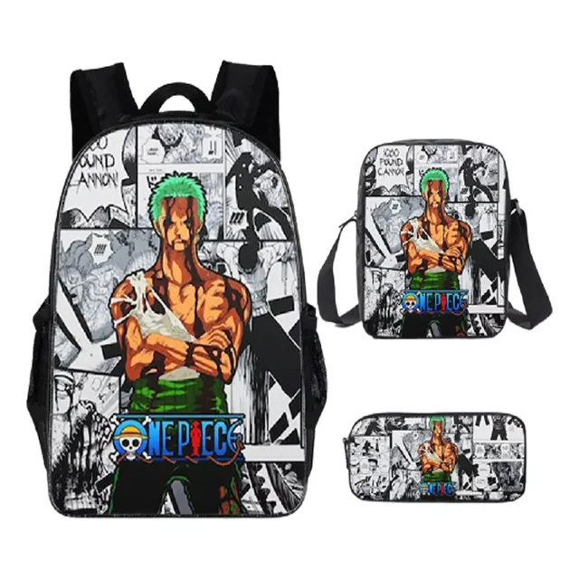 One Piece Backpack 3 Piece Luffy Zoro School Bag 1