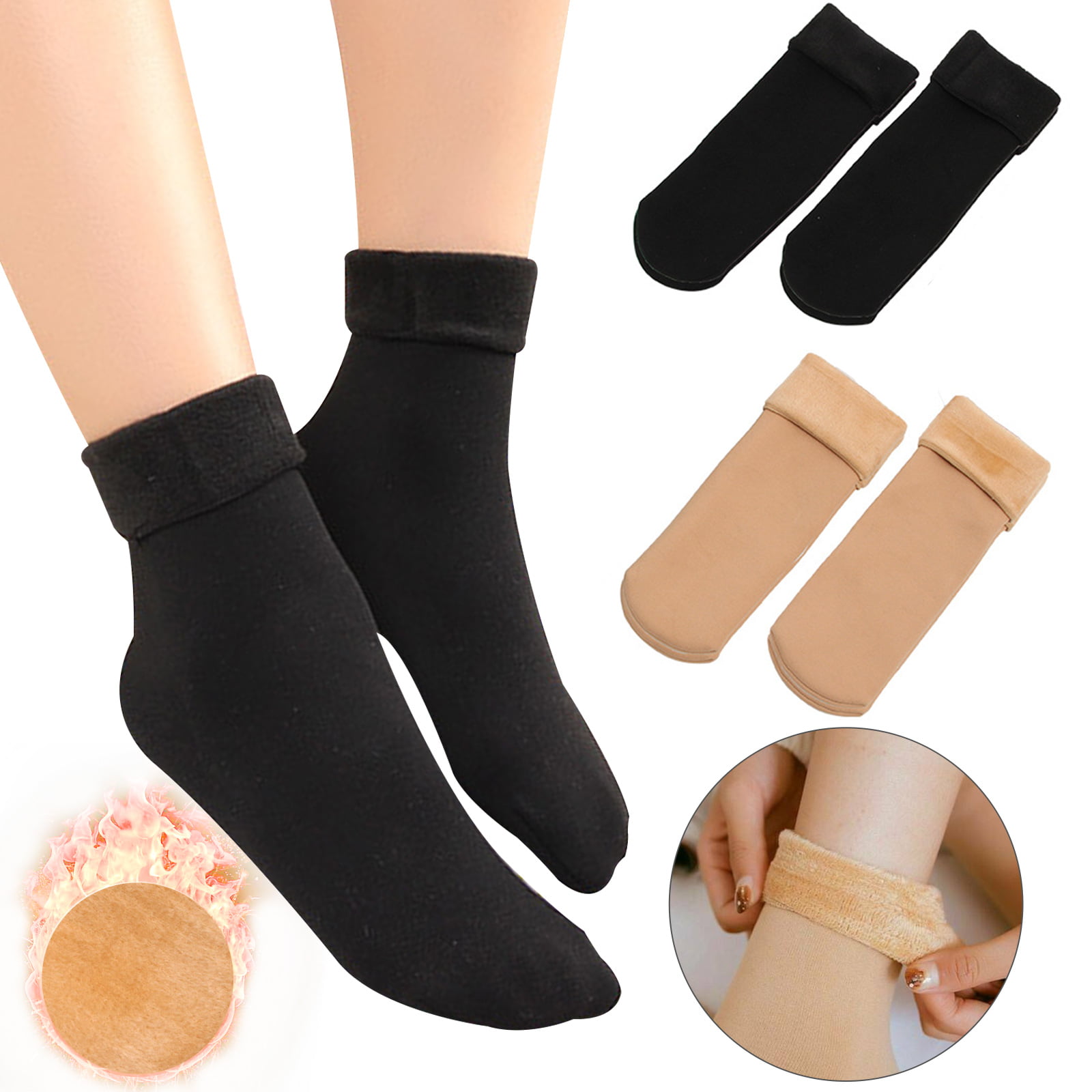Womens Ladies Warm Plush Thermal Ankle Socks Winter Snow Thick Fleece Boot Socks 