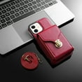 thumbnail image 6 of for iPhone 11 Case Wallet with Shoulder Strap for Women - Crossbody Lanyard,Zipper Pocket,Credit Card Holder,Shockproof - Metal Buckle Closure Premium PU Leather Case for iPhone 11, Red, 6 of 9