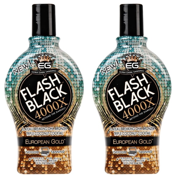 Loción bronceadora European Gold Flash Black 4000 x 355 ml, paquete de 2