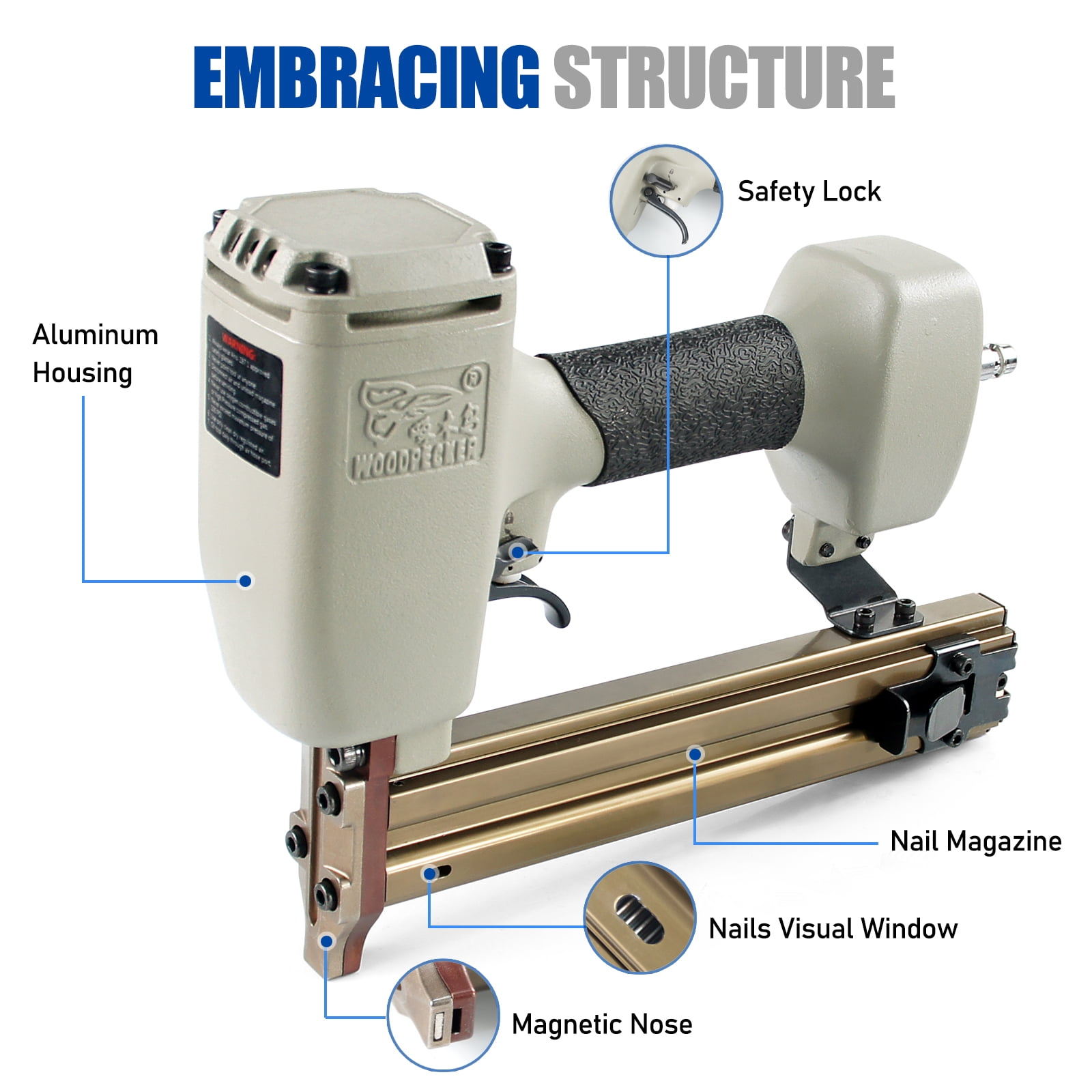 Woodpecker ST38H 14 Gauge Heavy Duty Concrete Nailer, 3/4'' to 1-1/2'' T Nails