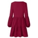 thumbnail image 4 of Vestido de manga larga Prolriy para mujer, vestidos de mujer con cuello en V, vestido maxi para fiesta de citas, vestidos de mujer rojos L, 4 of 7