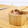 thumbnail image 2 of Bamboo Salt Wine Bottle with Mini Spoon, Kitchen Salt Box with Rotating Magnetic Lid, Round Salt Container for Pepper, Spices, Bath Salt, Sea Salt 9 x 5.6cm, 2 of 5