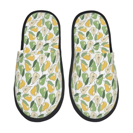 Balery Fruit Pears Slient Indoor Furry Fleece Comfort House Shoes Soft Non-Slip Home Shoes Cotton slippers House Slippers-- Medium