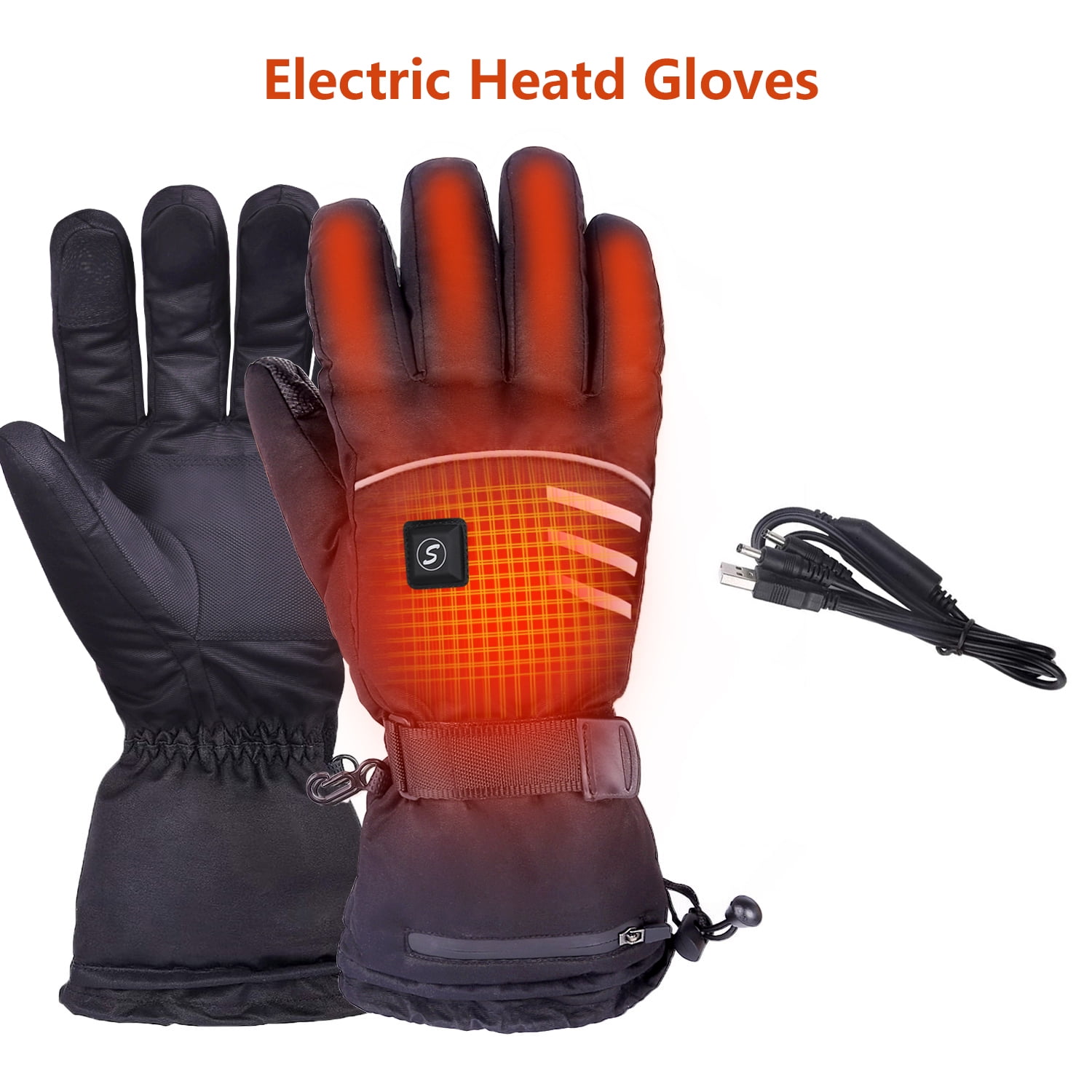 Heated Gloves Electric Rechargeable Waterproof Breathable Winter Thermal Gloves for man and women 3 Heating Levels Intelligent Control 