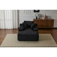 thumbnail image 2 of Oversized Chaise Lounge Chair Cozy Cloud Couch, Modern Plush Corduroy Upholstered Sleeper Sofa Daybed with 3 Throw Pillows & Wide Armrests for Living Room, No Assembly Required, Black, 2 of 9