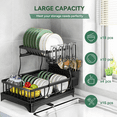 thumbnail image 5 of Riousery 2 Tier Dish Racks for Kitchen Counter, Dish Drying Rack with Dish Drainer, Stainless Steel Dish Rack Drain Set with Utensil Cups Holders, Drain Board with Drainage, Kitchen Organizers, 5 of 8