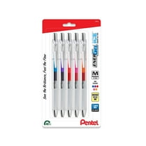 EnerGel RTX ICE Liquid Gel Pen, (0.7mm) Metal Tip, Asst. Ink, 5-Pk