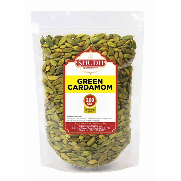 SHUDH GREEN CARDAMOM 200 GM | 7 oz Green Cardamom Pods Spice (Hari Elachi) ~ All Natural | Vegan | Gluten Friendly | NON-GMO | Product of India