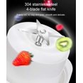 thumbnail image 3 of Mini licuadora portátil, licuadora eléctrica de frutas de 350ml, exprimidor personal recargable, batido USB con 4 cuchillas, botella de jugo de taza deportiva (blanca). Feliz Sencillez, 3 of 5