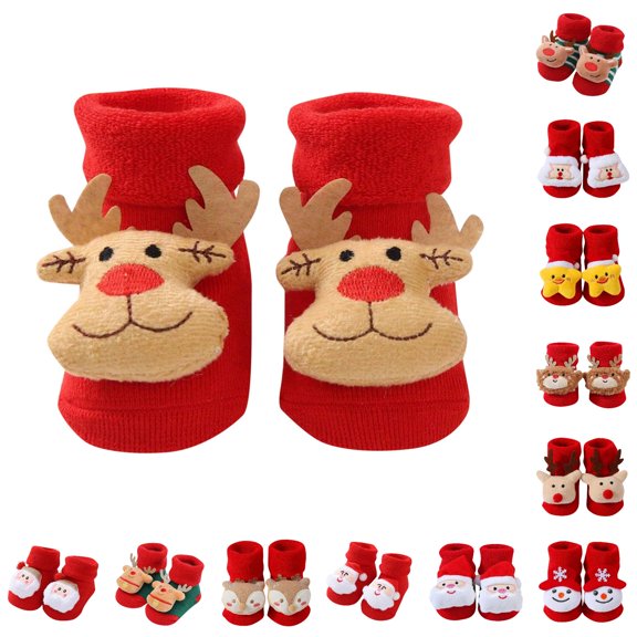 SIYUDAN Baby Christmas Slippers Boot Sock Baby Christmas Socks Slipper Warm Winter Toddler Socks for Boys Girls Holiday Wear