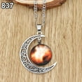 thumbnail image 5 of Jiaroswwei Women Fashion Galactic Glass Alloy Chain Crescent Moon Pendant Necklace, 5 of 7