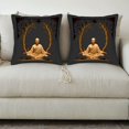 thumbnail image 3 of Set of 2 Square Throw Pillow Covers 18x18in - Serene Meditative Design with Golden Figure & Intricate Tree Branches Perfect for Couch Bed Car, 3 of 8