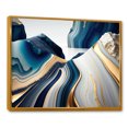 thumbnail image 2 of Designart art Mural Encadré Moderne Bleu et Or, Impression d'Art Mural Encadré Abstrait, Vagues de Bleu et Géode Dorée I, Déco d'Art Mural Encadré Abstrait, Cadre Doré 32x24 Pouces, 2 of 5
