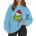 thumbnail image 2 of Oversize Christmas Sweatshirts for Women Xmas Tree Fall Cute Santa Graphic Pullover Sky Blue Small, 2 of 5