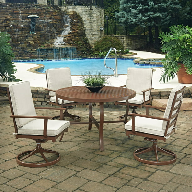 Key West 5 Pc. Round Outdoor Dining Table& 4 Swivel Rocking Chairs