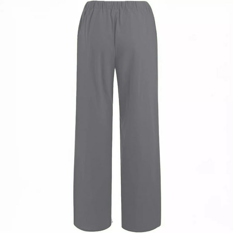 ZICTH Gray Wide Leg Pants Women's Stretchy Dress Pants with Pockets Tall Petite Regular for Work Business, Size: Small