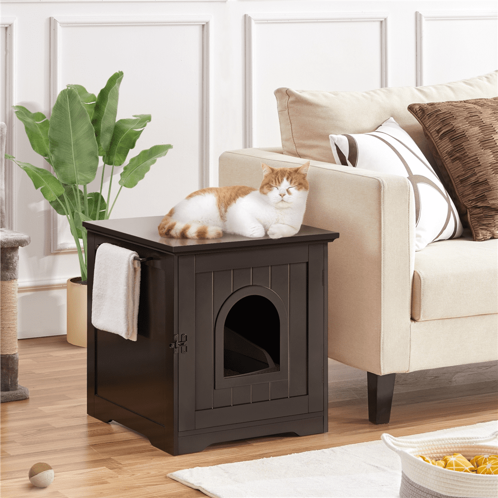 Yaheetech Indoor Cat Litter Box Enclosure Pet Furniture Cabinet, Espresso