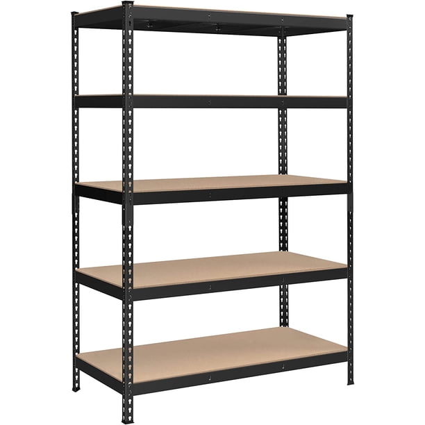 Estantería de Almacenamiento de 5 Niveles, Montaje sin Tornillos, Estantes Ajustables, 45 x 90 x 180 cm, Marrón Rústico y Negro MGLR450BZ02.