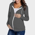 thumbnail image 2 of Stamzod Maternity Clothes Fall Long Sleeve Zip Up Hoodies Solid Color Pregnant Sweatshirt with Hood Casual Maternity Coat for Women Dark Gray XL, 2 of 9