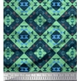 thumbnail image 1 of Soimoi Green Cotton Voile Fabric Check & Geometric Printed Craft Fabric by the Yard 42 Inch Wide, 1 of 1