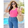 thumbnail image 4 of Charmo Womens V Neck Plus Size Tank Tops Built-in Padded Bra Adjustable Strap Undershirts Cotton Basic Cami Shirts 1X-4X, 4 of 6