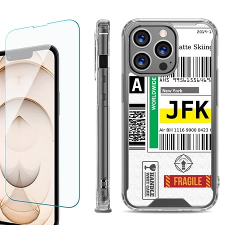 Shockproof Bumper Phone Case for iPhone 13 Pro Max with Tempered Glass Screen Protector by OneToughShield ® - Mail / New York