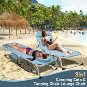 Slsy 3in1 Face Down Tanning Chair, Folding Lounger Chair with Face Arm Hole, Adjustable 5-Position, Removable Cushion & Pillow, Outside Sunbathing Lounge Chair for Patio, Poolside, Lawn, Beach
