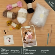 CraftBud Beginner Crochet Kit with Accessories, Amigurumi Stuffed Animal Kit with Step-by-Step Video Tutorials, Arts & Crafts for Kids and Adults, Callie The Cow