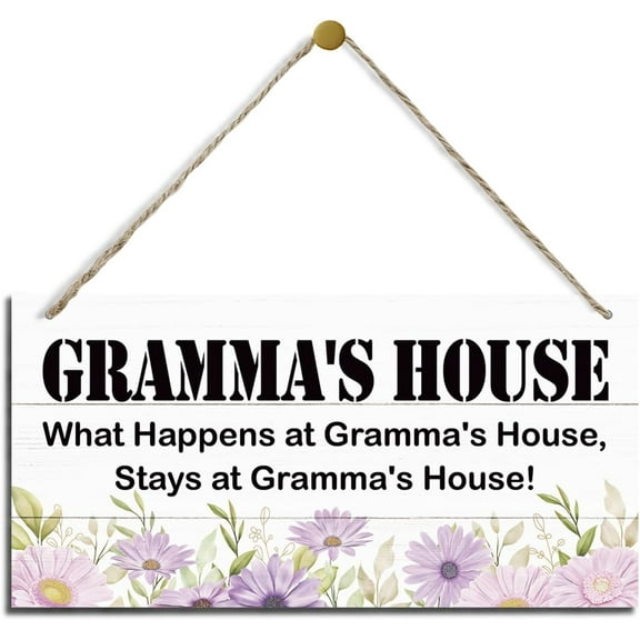 Rustic Decor for Gramma's House, What Happens at Gramma's House Stays at Gramma's House, Grandma Home Decor Sign Gramma Gift from Grandson Granddaughter 5x10 Inch