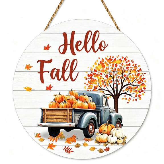 XIBUFE Fall for Home Fall Decor Truck Door Sign Wall Decor Maple Leaf Pumpk" Hangsign Wooden Front Door Hanger for Autumn Harvest Thanksgivporch"Door Outdoor Home