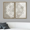 thumbnail image 2 of PixonSign Framed Wall Art Set Duotone Cultural Indian Mandala Pattern Geometric Shapes Canvas Prints Cozy Neutral Minimal Decorative Nordic Zen Bohemian for Home Decoration - 24"x36"x2 Natural, 2 of 5