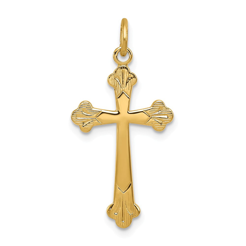 Solid 925 Sterling Silver 18K Plating Cross Charm Pendant - 24mm x 14mm