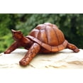 thumbnail image 3 of 12" Turtle Statue Hand Carved Sculpture Wood Home Decor Accent Figurine Handcrafted Handmade Seaside Tropical Nautical Coastal, 3 of 6