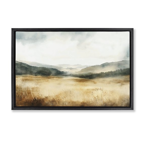 Stupell Industries Foggy Landscape Distant Hills Black Framed Floater Canvas Wall Art design by LSR Creative Studio, 17 x 25