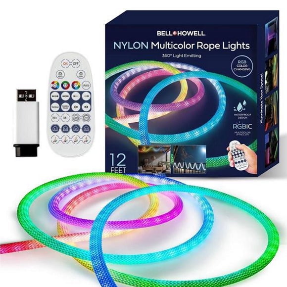 bell + howell luces de cuerda multicolor de nailon-3.7 m