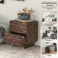 thumbnail image 3 of Bonzy Home 2 Drawer Solid Wood Nightstand with Charging Stand, Dark Wood, 3 of 11