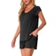 thumbnail image 4 of Conjunto de lounge de 2 piezas para mujer INSPIRE CHIC, suéter de punto, camiseta de manga corta y pantalones cortos, conjunto de pijama L negro, 4 of 5