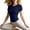Blue, variant on Short Sleeve Workout Tops for Women Crew Neck Seamless Solid Color T-shirts Yoga Sweating Tight Tees
