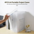 thumbnail image 2 of 4PCS A4 Portable Project Cases, Transparent Scrapbook Paper Storage Box, Plastic Documents Holder, Paper Accessories Organizer for Home, Office, School, 2 of 6