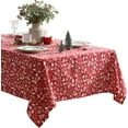 thumbnail image 2 of Bell and Snowflakes Cotton Blend Tablecloth, 60 x 120 Inch Rectangle, Red Christmas Bell and Snowflake Pattern, Holiday Table Cover for Festive Dining and Seasonal Decor, 2 of 7