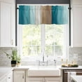 thumbnail image 3 of Teal Brown Ombre Kitchen Valances for Windows 60x18 Inch Kitchen Curtains Valances Rod Pocket Vintage Country Wooden Bathroom Window Valances for Window Treatment Decor, 3 of 6