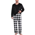 thumbnail image 2 of MINTREUS Mens Flannel Pajamas Set 2 Piece Long Sleeve Pjs Pijama Fleece Winter Henley Neck Lounge Sets Sleepwear with Pockets, 2 of 9