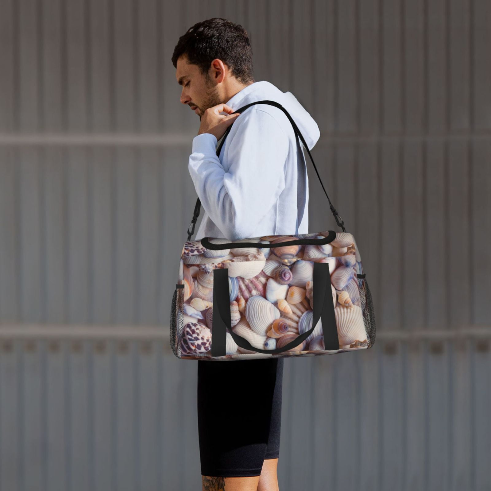 Fuzoiu Sea Shells Print Travel Duffle Bag,Carry On Tote Bags,Duffel Bag,Sport Gym Bag, Hospital Bag for Labor and Delivery, Overnight Bag,Luggage Bag