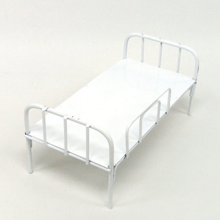 Hytrove 1Pack Mini Bed for Dolls in Iron and Alloy for Desktop Display 11.8x3.1x2.8in