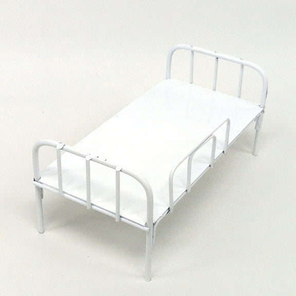 Hytrove 1Pack Mini Bed for Dolls in Iron and Alloy for Desktop Display 11.8x3.1x2.8in