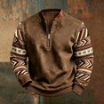 thumbnail image 2 of Rhuody Men Fall Sweatshirts O Half Zip Cartoon Graphic Long Sleeve Loose Fit Sweatshirt M Khaki, 2 of 4
