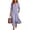 Blue, variant on NTACZA Women Dresses 3/4 Sleeve Slit Shirt Dress Maxi Collared Striped Vacation Casual Button Down Beach Black L
