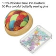 thumbnail image 3 of Uxcell Pin Cushion Wooden Base with 50 Pieces Sewing Pins Set for Quilting and Crafts Color Fish Scales, 3 of 6